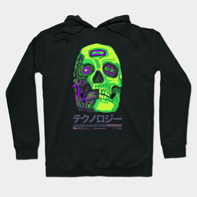 Cybernetic Cyberpunk Futuristic Skull Hoodie by TOKEBI